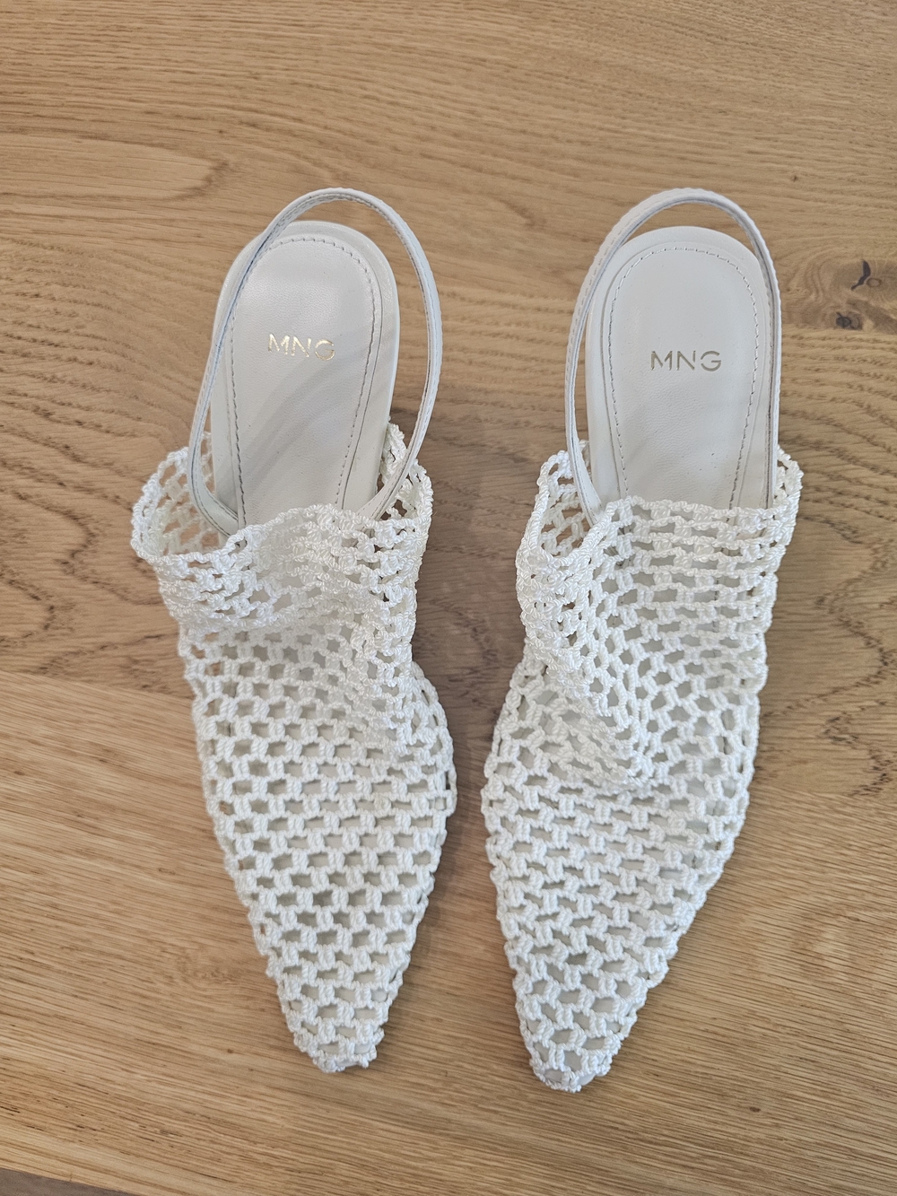 Mango Cream Crochet Slingback Mules